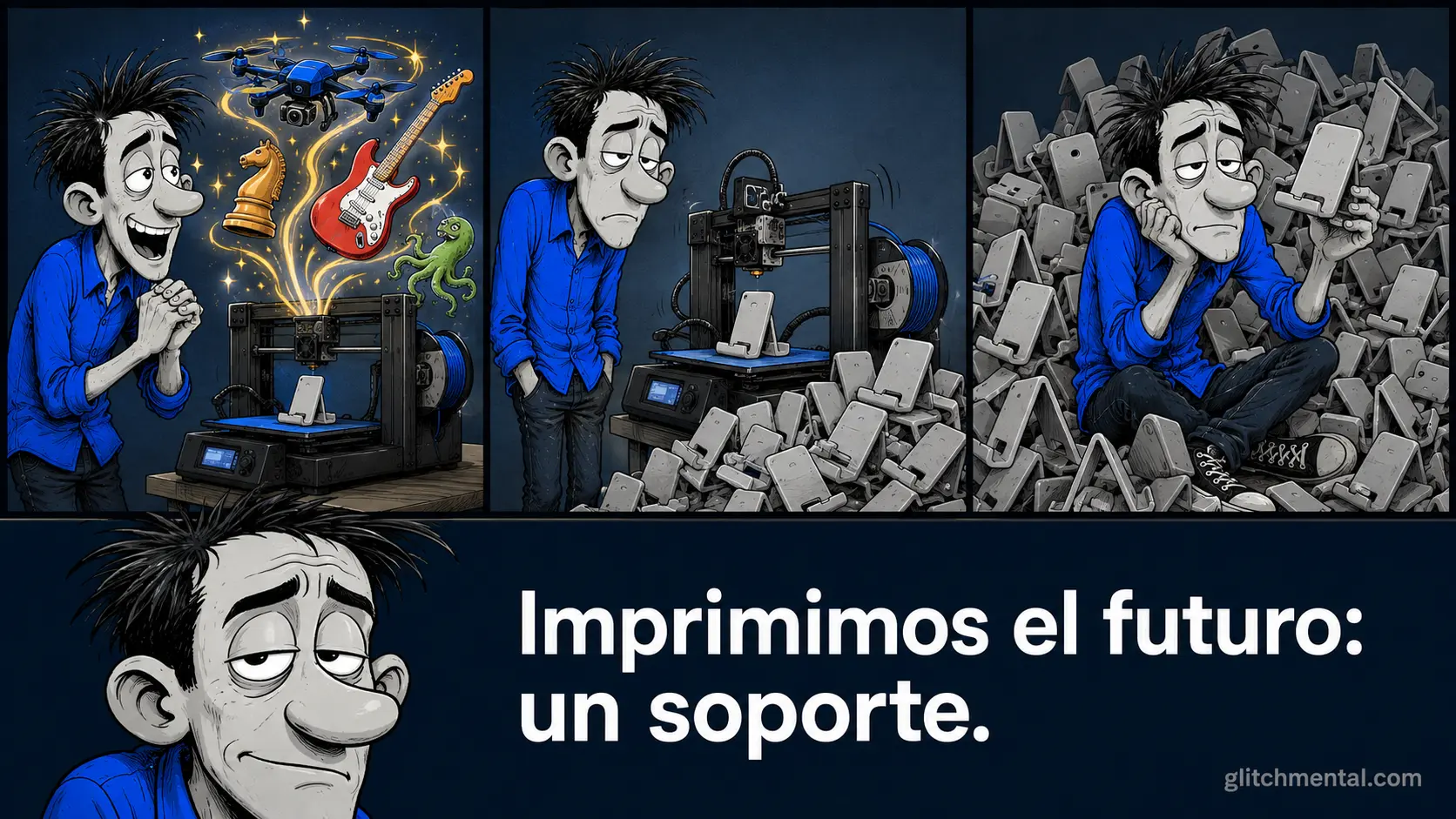 Las impresoras 3D domésticas prometían fabricar de todo en casa. La mayoría termina imprimiendo soportes para celular.